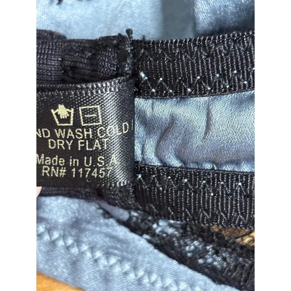 Kiki de Montparnasse Silk Lace Demi Bra Blue Black 34D Underwire Lingerie USA